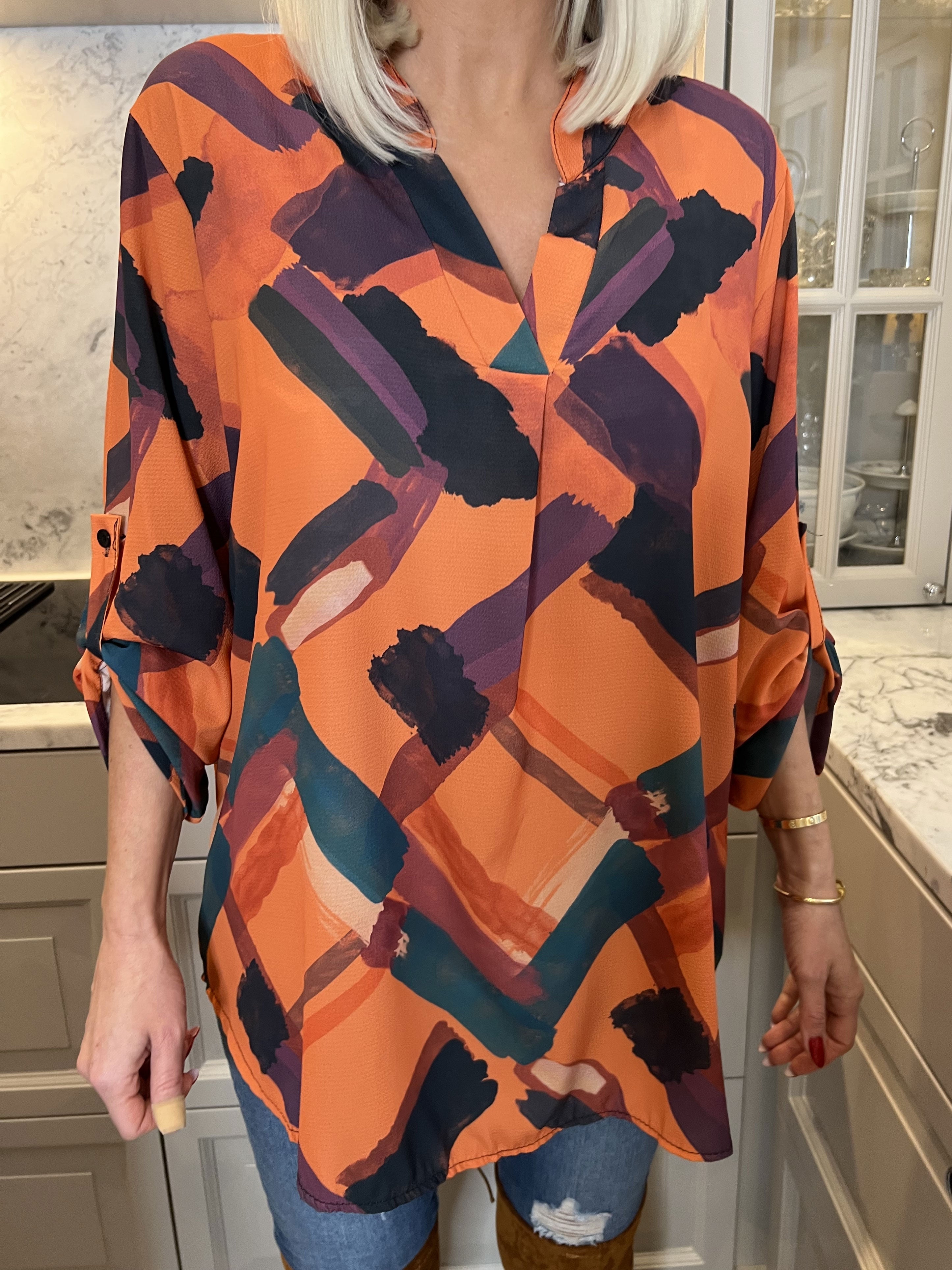 Vanesa Art - Mønstret flerfarvet tunika